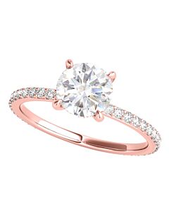 Maulijewels 1.35 Carat Diamond White Moissanite Engagement Rings For Women In 14K Solid Rose Gold