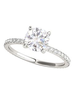 Maulijewels 1.35 Carat Diamond White Moissanite Engagement Rings For Women In 14K Solid White Gold