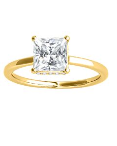 Maulijewels 1.35 Carat Natural Diamond Princess Cut Moissanite Engagement Rings For Womens In 14K Yellow Gold
