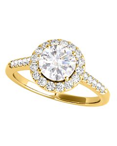 Maulijewels 1.40 Carat Halo Moissanite Diamond Engagement Rings For Women In 10K Solid Yellow Gold