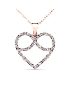 Maulijewels 1/5 Carat Natural Diamond Heart Shape Pendant Necklace In 10K Rose Solid Gold With Chain