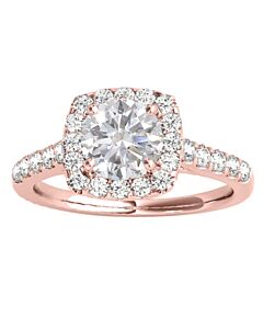 Maulijewels 1.53 Carat Halo Diamond Moissanite Engagement Ring In 14K Solid Rose Gold