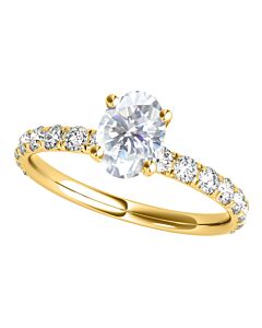 Maulijewels 1.55 Carat Oval Shape Moissanite Natural Diamond Engagement Rings For Women In 10K Solid Yellow Gold