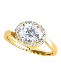 Maulijewels 1.65 Carat Oval Moissanite Natural Diamond Womens Engagement Rings In 10K Solid Yellow Gold