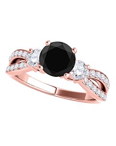 Maulijewels 1.75 Carat Black & White Diamond Engagement Wedding Rings For Women In 14K Solid Rose Gold