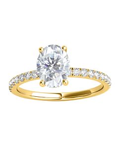 Maulijewels 1.75 Carat Oval Moissanite Natural Diamond Engagement Rings For Womens In 10K Solid Yellow Gold