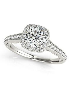 Maulijewels 1 Carat Halo Diamond Engagement Ring 14K White Gold
