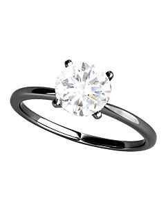 Maulijewels 10K Solid White Gold 1.00 Carat Diamond Moissanite Black Rhodium Plated Solitaire Engagement Ring