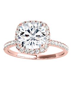 Maulijewels 14K Rose Gold 1.75 Carat Cushion Cut Moissanite Diamond ( G-H/ VS1 ) Halo Engagement Ring