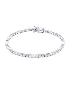Maulijewels 14K Solid White Gold 3.85 Carat Natural Round White Diamond ( F-G/ SI1 ) 7" Tennis Bracelet For Women/ Girls