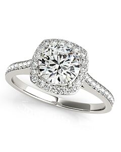 Maulijewels 14k White Gold 0.50 Carat Halo Diamond Engagement Ring