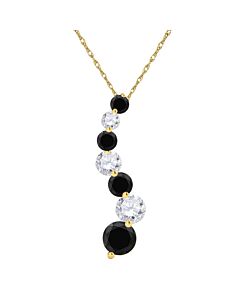 Maulijewels 14k Yellow Gold 2 Ct Round Cut Black And White Diamond Rope Pendant Necklace With 18" 14K Yellow Gold Plated Sterling Silver Box Chain
