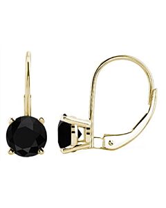 Maulijewels 14k Yellow Gold Lever Back Earrings Gift For Women With 0.50 Carat (Black, I1-I2) Natural Black Diamonds