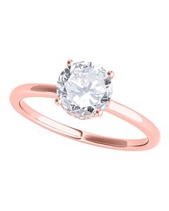 Maulijewels 18K Solid Rose Gold 1.06 Carat Round White Diamond ( H-I / SI1-SI2 ) Solitaire Engagement Ring