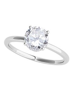 Maulijewels 18K Solid White Gold 1.06 Carat Round White Diamond ( H-I / SI1-SI2 ) Solitaire Engagement Ring