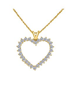 Maulijewels 2.00 Carat Diamond Heart Shape Pendant In 10K Yellow Gold With 18" 10k Yellow Gold Plated Sterling Silver Box Chain