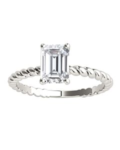 Maulijewels 2.00 Carat Emerald Cut Moissanite Engagement Rings In 10K Solid White Gold