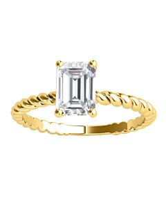 Maulijewels 2.00 Carat Emerald Cut Moissanite Engagement Rings In 10K Solid Yellow Gold