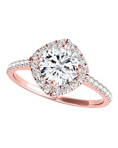 Maulijewels 2.00 Carat Halo Diamond Moissanite Engagement Rings For Women In 14K Rose Gold