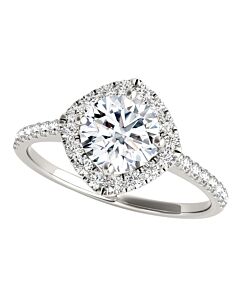Maulijewels 2.00 Carat Halo Diamond Moissanite Engagement Rings For Women In 14K White Gold