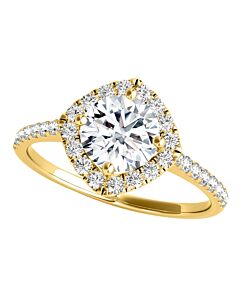Maulijewels 2.00 Carat Halo Diamond Moissanite Engagement Rings For Women In 14K Yellow Gold