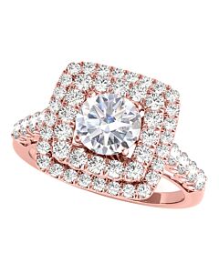 Maulijewels 2.00 Carat Moissanite Diamond 14K Rose Gold Halo Engagement Rings For Women