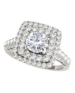 Maulijewels 2.00 Carat Moissanite Diamond 14K White Gold Halo Engagement Rings For Women