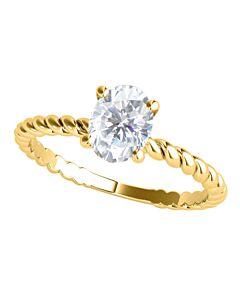Maulijewels 2.00 Carat Oval Shape Prong Set Moissanite ( G-H/ VS1 ) Solitaire Engagement Rings For Women In 10K Solid Yellow Gold