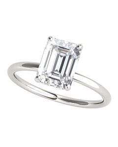 Maulijewels 2.05 Carat Emerald Cut Moissanite Natural Diamond Womens Engagement Rings In 10K White Gold