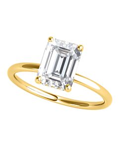 Maulijewels 2.05 Carat Emerald Cut Moissanite Natural Diamond Womens Engagement Rings In 10K Yellow Gold
