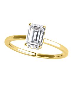 Maulijewels 2.10  Carat Emerald Cut Moissanite Natural Diamond Engagement Rings For Women In 10K Yellow Gold