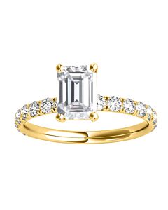 Maulijewels 2.50 Carat Natural Diamond Moissanite Engagement Rings For Women In 10K Yellow Gold Ring