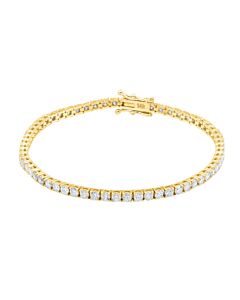 Maulijewels 3.00 Carat Natural Round White Diamond ( F-G / SI1 ) Womens 7" Tennis Bracelet In 14K Solid Yellow Gold