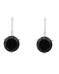 Maulijewels 4.00 Cttw Black Natural Round Diamond ( I1-I2 ) Women's Martini Leverback Earrings In Solid 14K White Gold