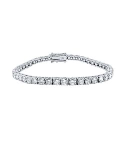 Maulijewels 6.77 Carat AGI Certified Natural Round White Diamond ( F / VS1 ) 7" Tennis Bracelet For Women In 14K Solid White Gold