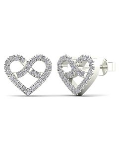 Maulijewels Dazzling Love: 0.20 Carat Natural White Diamond Heart Shape Stud Earrings in Elegant 10K White Gold – Secure Push Backs