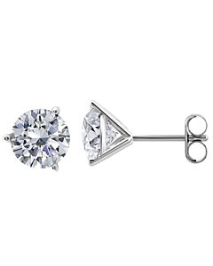 Maulijewels IGL Certified 1.25 Carat Natural Diamond 3 Prong Set Martini Stud Earrings For Women In 14K White Gold With Secure Push Backs