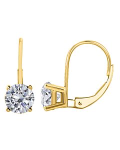 Maulijewels IGL Certified 1.25 Carat Natural Diamond Dangle Leverback Earrings In 14K Solid Yellow Gold