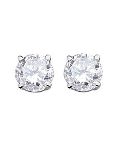 Maulijewels IGL Certified 1.25 Carat Round White Diamond Prong Set Stud Earrings For Women In 14K White Solid Gold