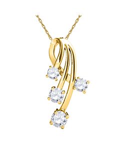 Maulijewels Ladies 10k Yellow Gold 0.75 CT Round Cut White Diamond Box Pendant Necklace With 18" 10k Yellow Gold Plated Sterling Silver Box Chain