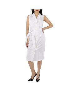 Max Mara Ladies Optical White Elica Cotton Twill Dress