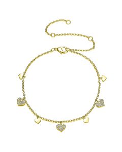 Megan Walford 14K Gold Plated Cubic Zirconia Heart Charm Bracelet
