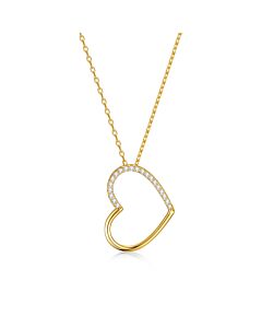 Megan Walford 14k Gold Plated Cubic Zirconia Heart Pendant Necklace