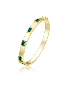 Megan Walford 14K Gold Plated Emerald Cubic Zirconia Bangle Bracelet