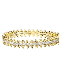 Megan Walford 14k Gold Plated with Diamond Cubic Zirconia Beaded Cluster Link Tennis Bracelet