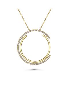 Megan Walford 14k Gold Plated with Diamond Cubic Zirconia Concentric Eternity Pendant Necklace in Sterling Silver
