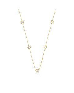 Megan Walford 14k Gold Plated with Diamond Cubic Zirconia Halo Mariner Link Station Chain Necklace