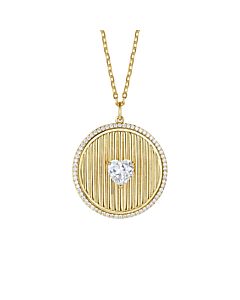 Megan Walford 14k Gold Plated with Diamond Cubic Zirconia Heart Medallion Pendant Necklace