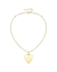 Megan Walford 14k Gold Plated with Diamond Cubic Zirconia Heart Pendant Necklace