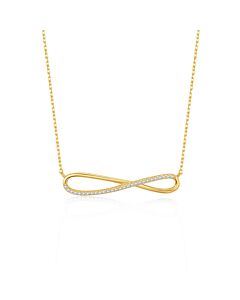 Megan Walford 14k Gold Plated with Diamond Cubic Zirconia Infinity Symbol Ribbon Pendant Necklace in Sterling Silver